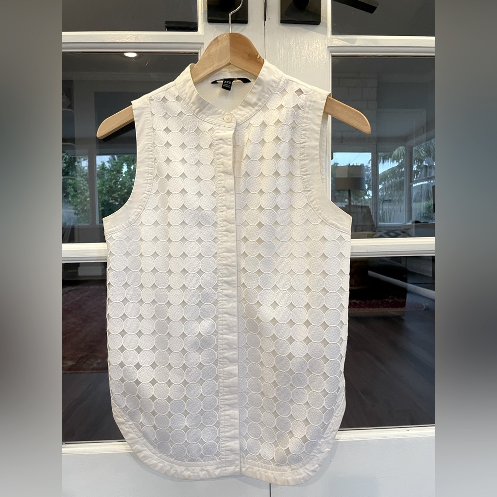 BANANA REPUBLIC | white sleeveless buttondown blouse mixed media embroidered XXS